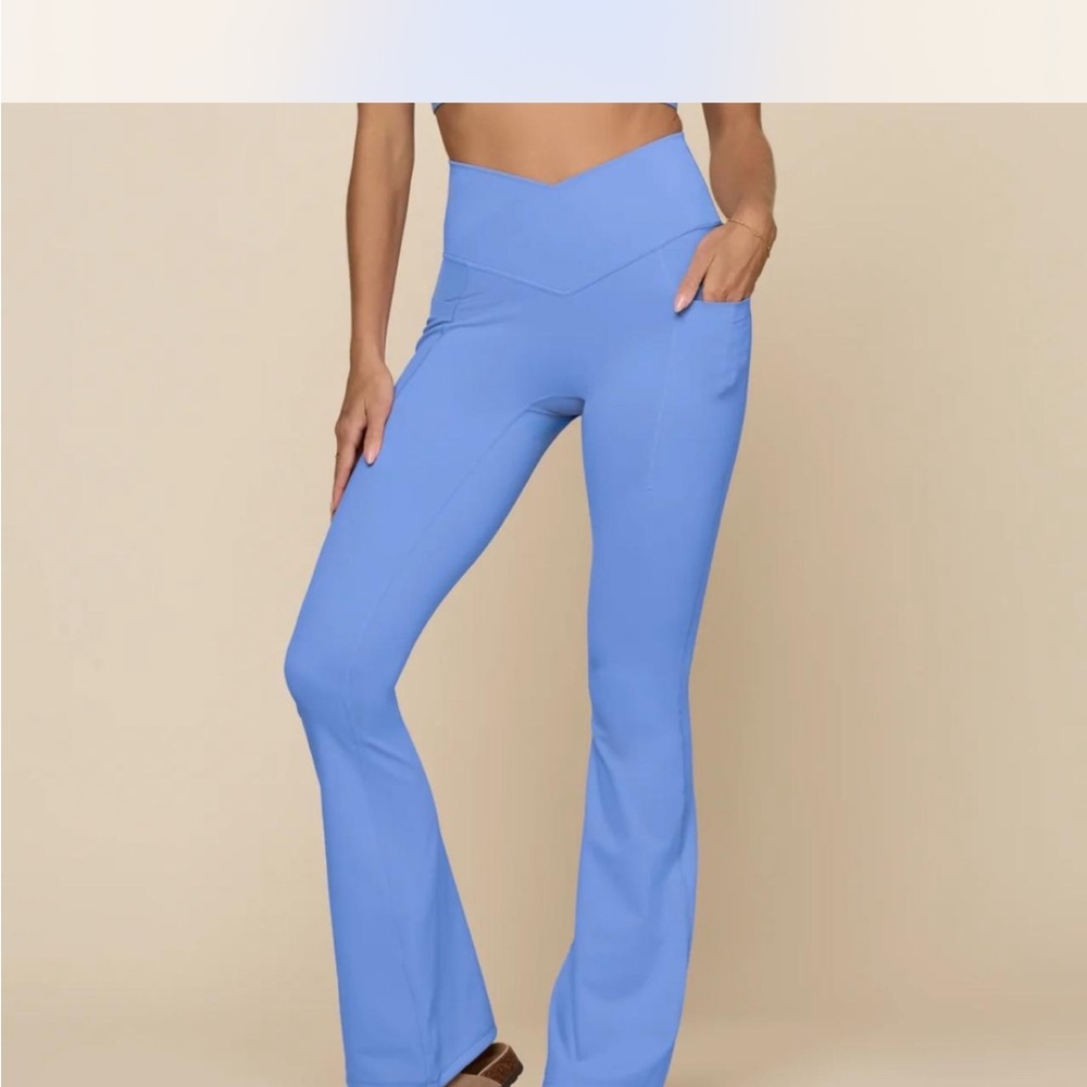 POPFLEX Crisscross Hourglass Leggings 34” in Nordic Blue NWOT